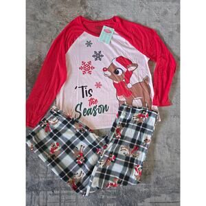 Jammies for‎ Your Families Womens Sz XXL Licensed Rudolph Christmas Pajama Set
